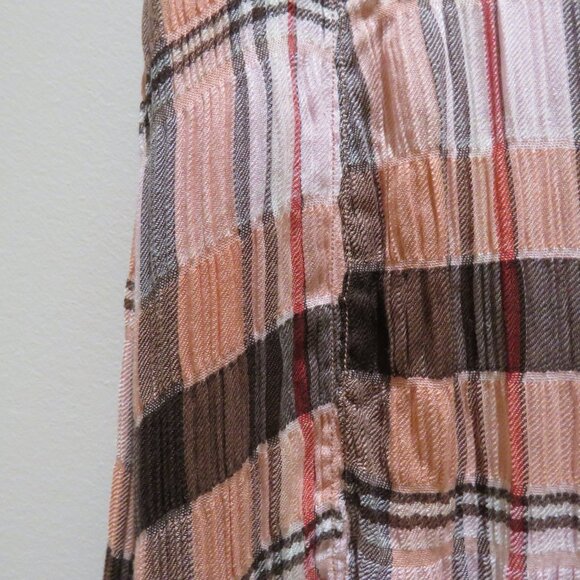 FREE PEOPLE Bordeaux Plaid Maxi Skirt in Pink Peach Grunge Boho Punk Peasant NWT - Picture 7 of 14